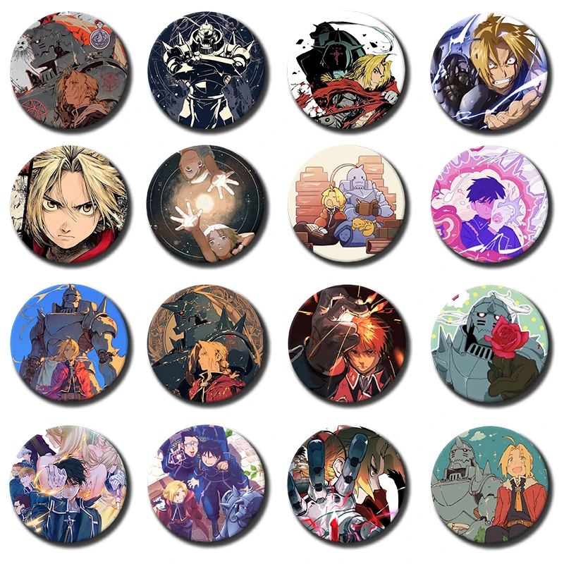 F-Fullmetal Alchemist Badge Edward Elric Brooches Anime Brotherhood Button Pin Daily Fashion