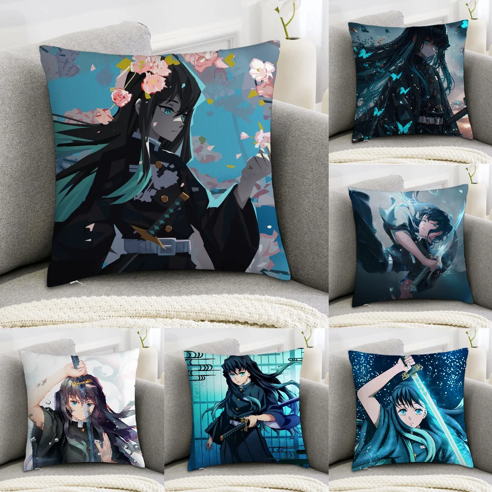 

M-Muichiro T-Tokito Anime Pillow Case Sofa Decorative Home Double-sided Print Plush Square Throw Pillow Covers Cushion Decor