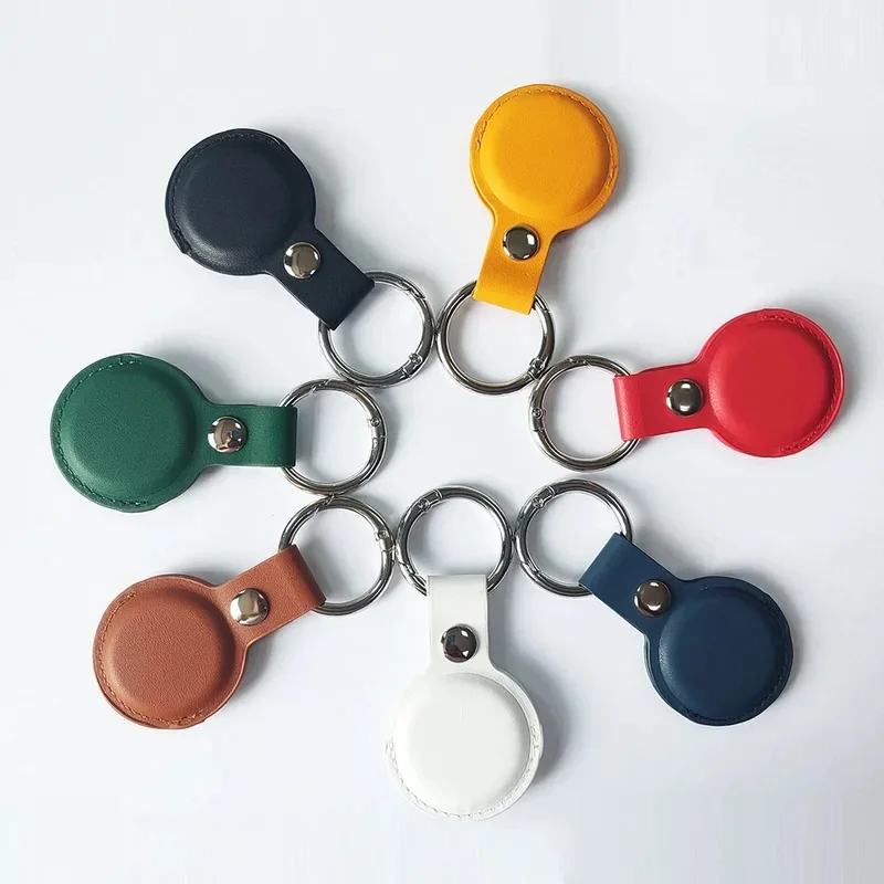 1/2/3/4Pcs PU Leather Airtags Case For Apple Protective Air Tag Cover Locator Tracker Anti Lost Device Keychain Ring Holder