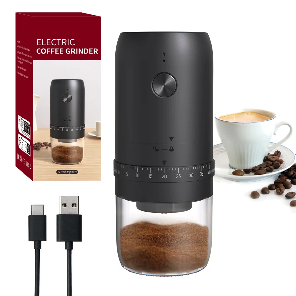 

New Portable USB Electric Coffee Bean Grinder 40 Gears External Adjustable Rechargeable Grinders Household Mini Coffee Machine