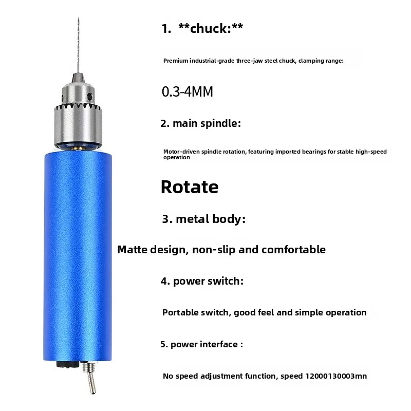 Mini small electric drill stepless speed regulation electric grinding machine hand drill household cultural play grinding and