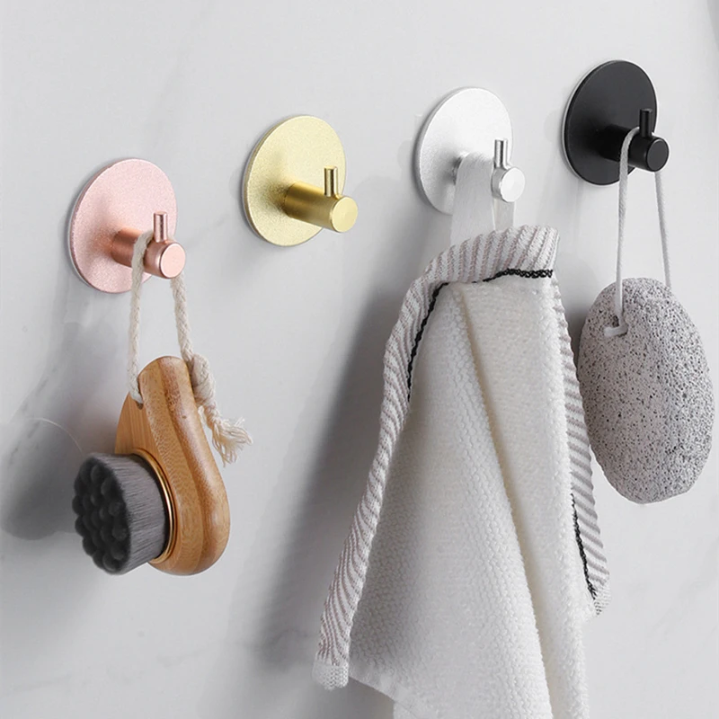 Adhesive Wall Hooks Towel Holder Door Key Cloth Coat Bathroom Robe Hanger Kitchen Hardware Rack Bag Hook Organizer For Hanging