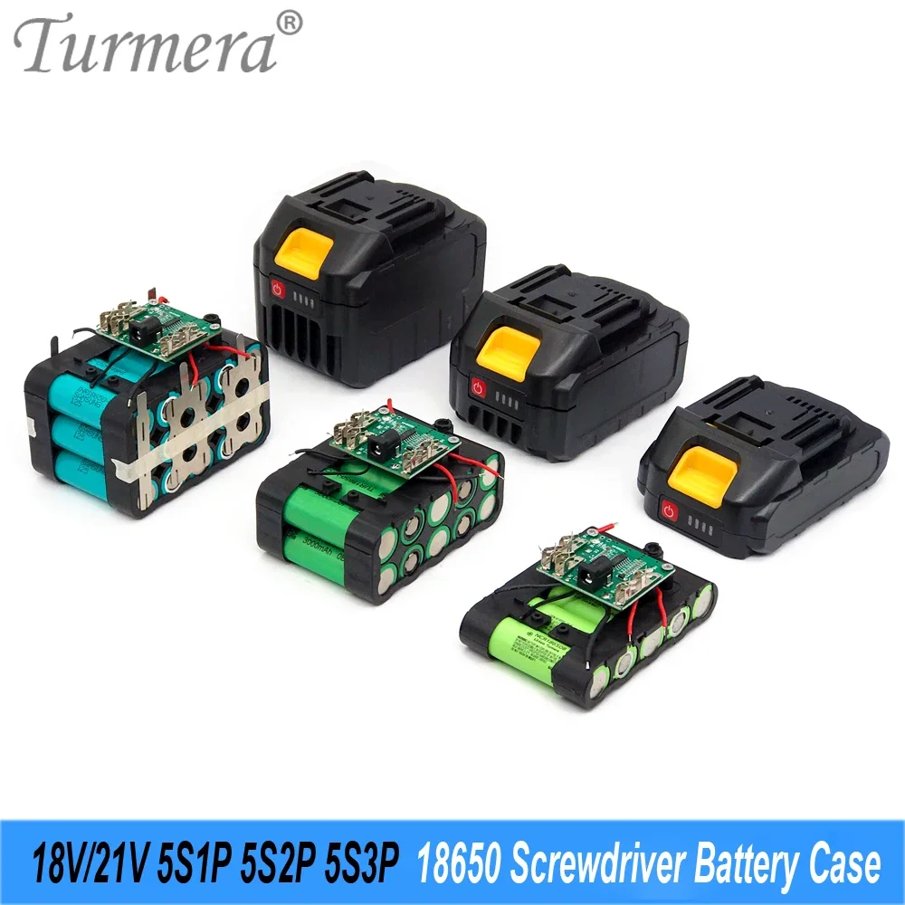 Turmera 18V 21V zestaw śrubokrętów etui 5 s1p 5 s2p 5 s3p 18650 uchwyt baterii 5S 35A BMS spawanie niklu w 3Ah do 9Ah wiertarka elektryczna