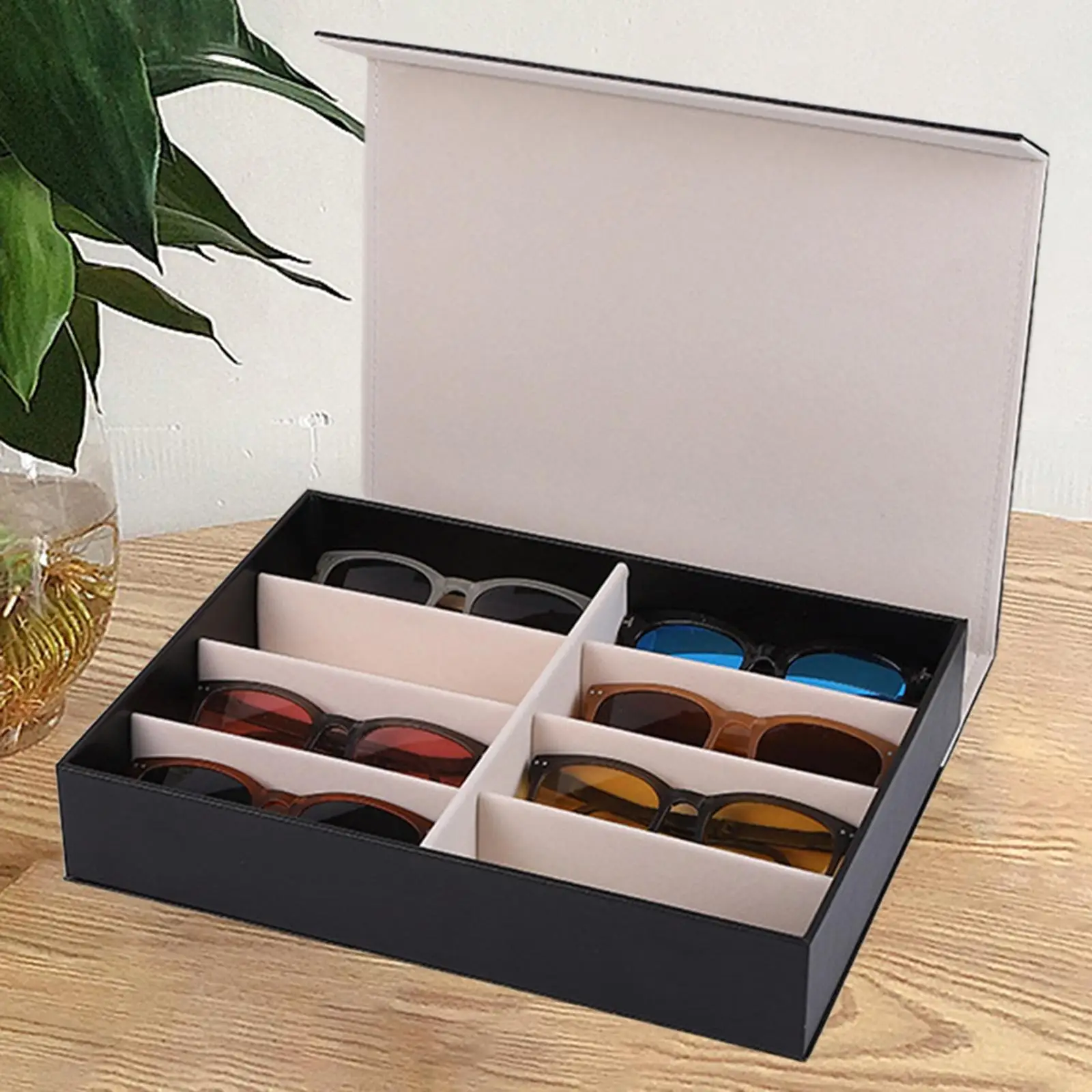 Sunglasses Organizer Case Eyewear Display Case 8 Slots Multipurpose Glasses Storage Case Sunglasses Jewelry Collection Case