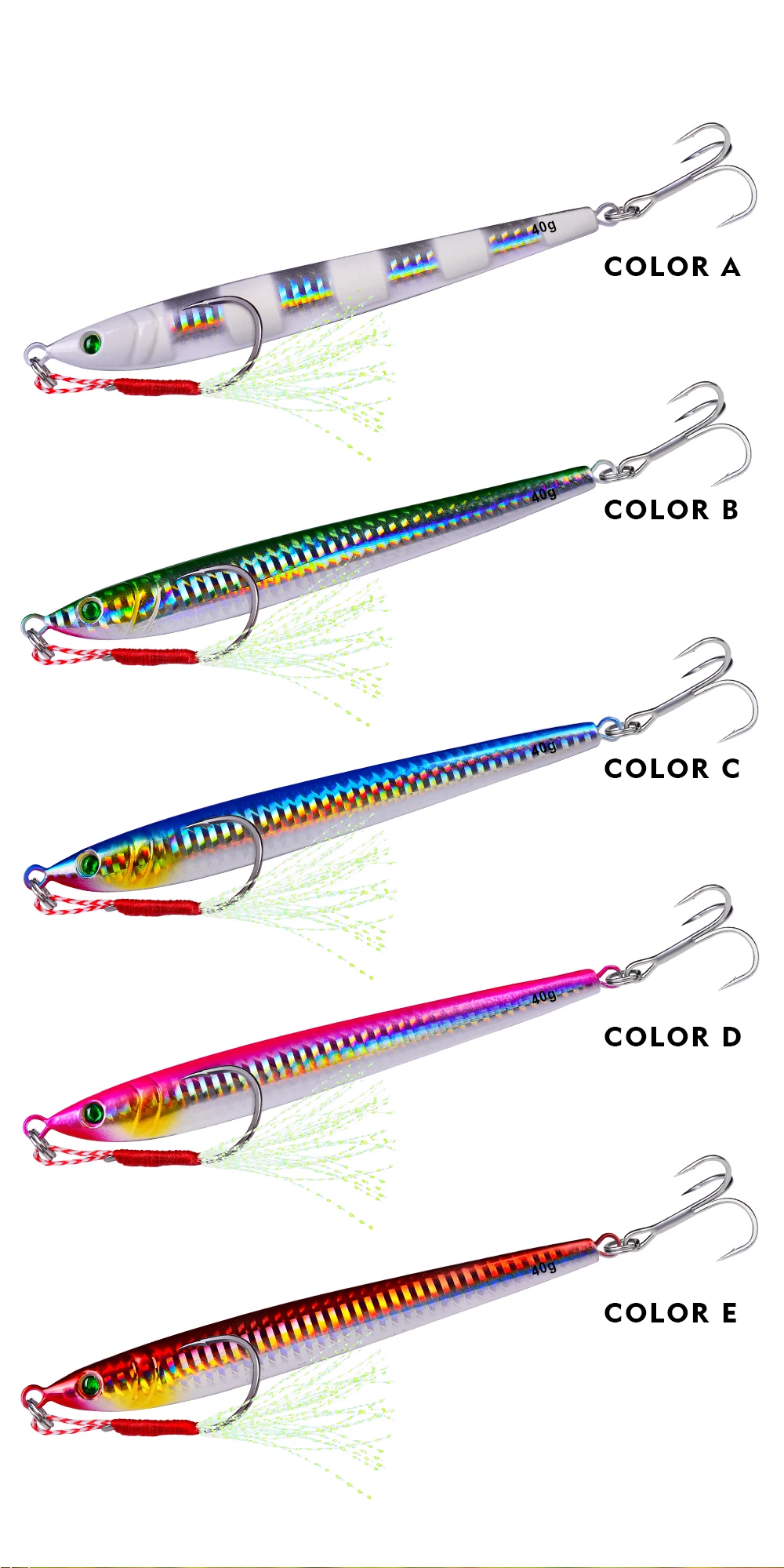 PROBEROS Meeresangelgerät 1 Stück Metall-Jig-Angelköder 7 g 10 g 14 g 17 g 21 g 28 g 40 g 60 g Gusshaken 3D-Laser künstlicher Swimbait – Detail 7