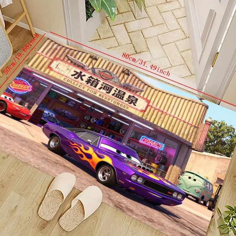 

1PC Disney Pixar Cars Movie Character Floor Mat, Lightning McQueen & Ramone The Purple Flame Car Design, Vibrant Cartoon Area Ru
