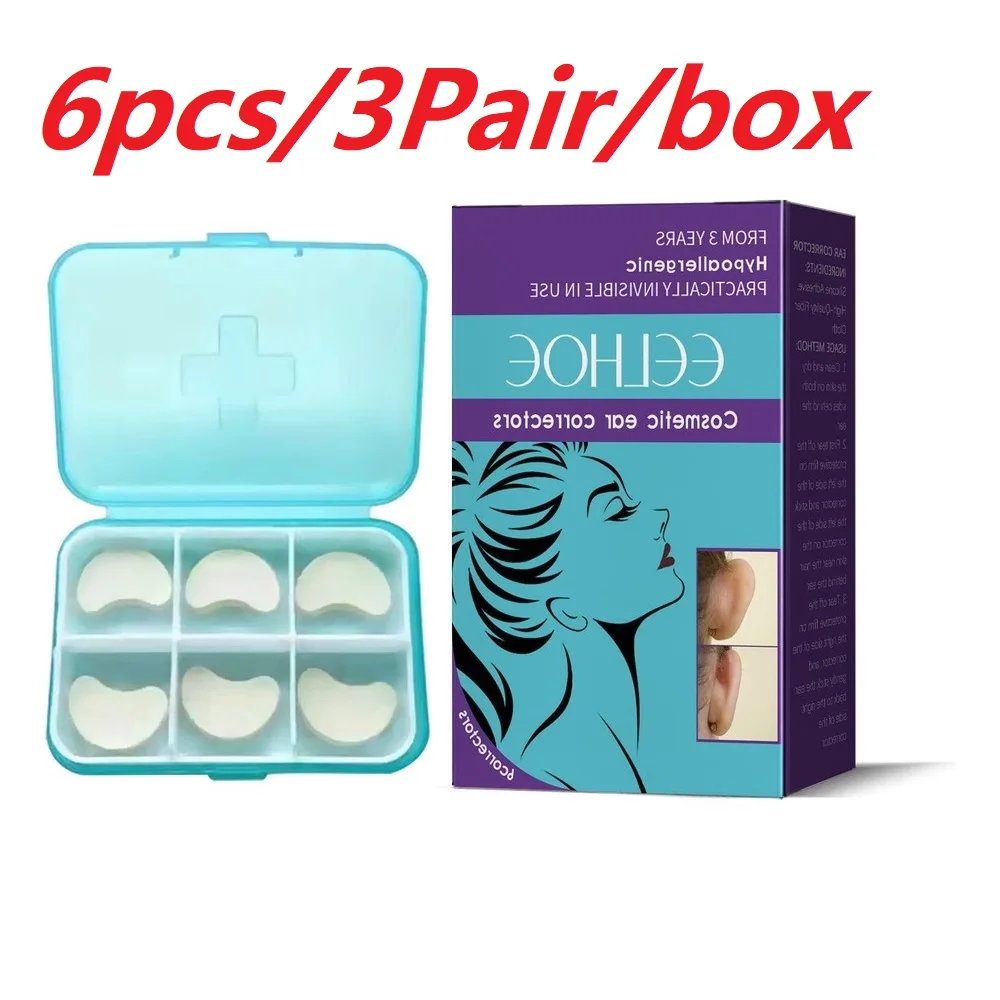 6/18 Uds pegatinas para los oídos Corrector de oreja sobresaliente soportes para los oídos grandes parche de corrección de oreja de silicona yeso Corrector de oreja estético