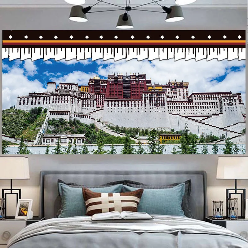 

Tibetan Ethnic Wall Hanging Tapestry The Potala Palace Wall Art Background Macrame Cloth Living Room Bedroom Decor Aesthetic