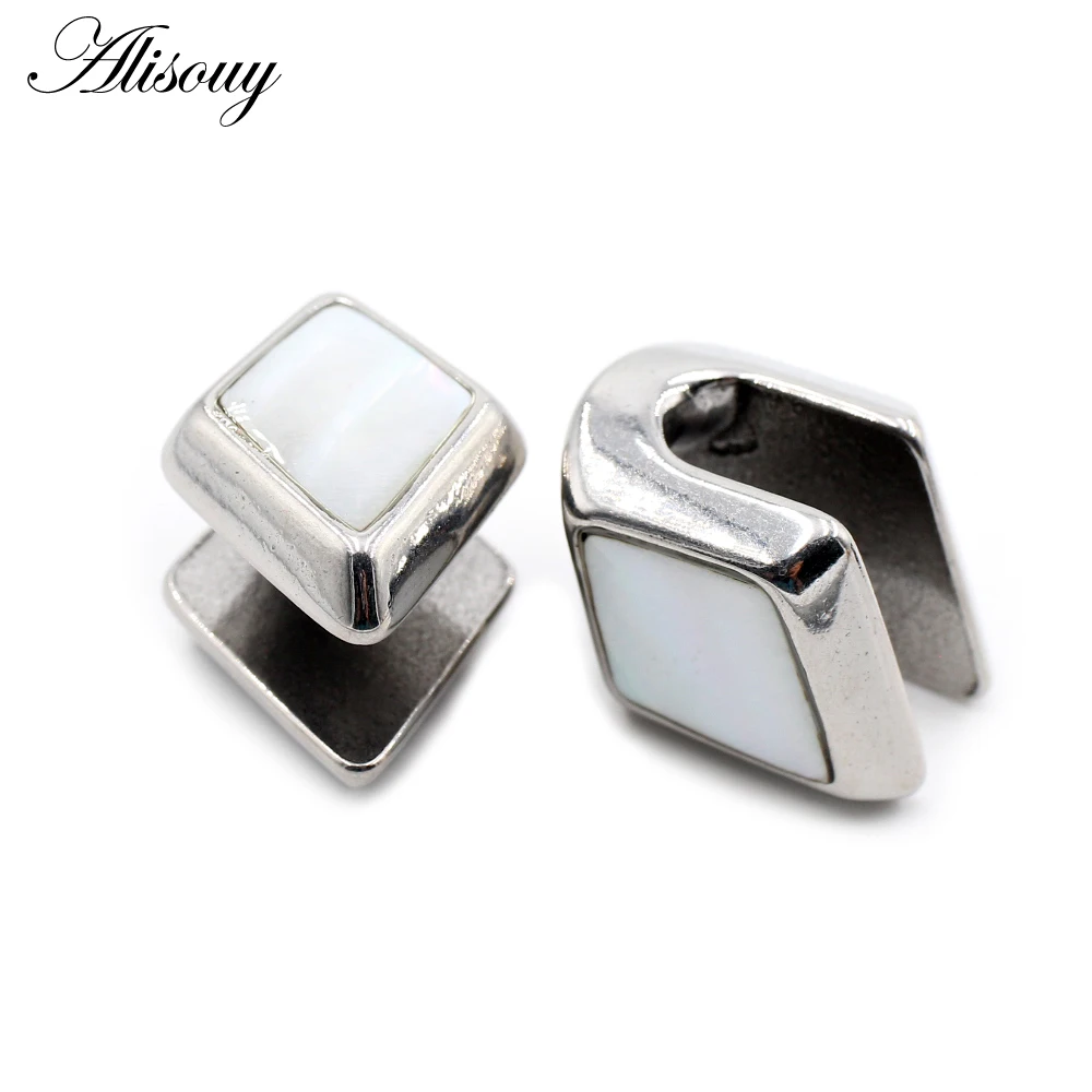 Alisouy 1PC In Acciaio Inox Quadrato Rombo Borsette Orecchio Pesi Pesante Espansore Barella Spina Calibri Orecchini Gioielli Penetranti Del Corpo
