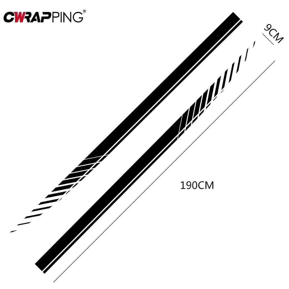 2pcs Both Sides Car Vinyl Wrap Black Car Stickers Race Stripes Vinyl Auto Tuning for BMW Mazda Ford DIY Decal Cars Accessories image 6