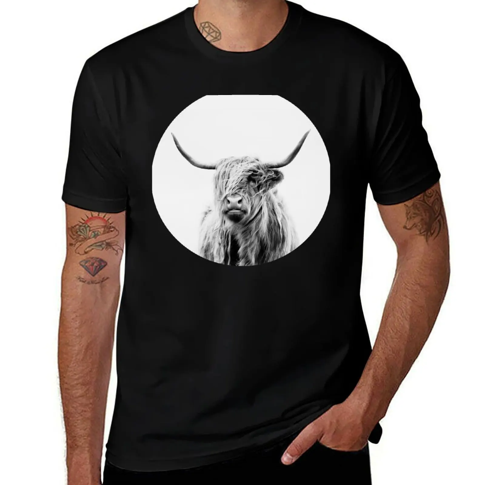 portrait of a highland cow (landscape format) T-Shirt Big and Tall Solid Color T-Shirt