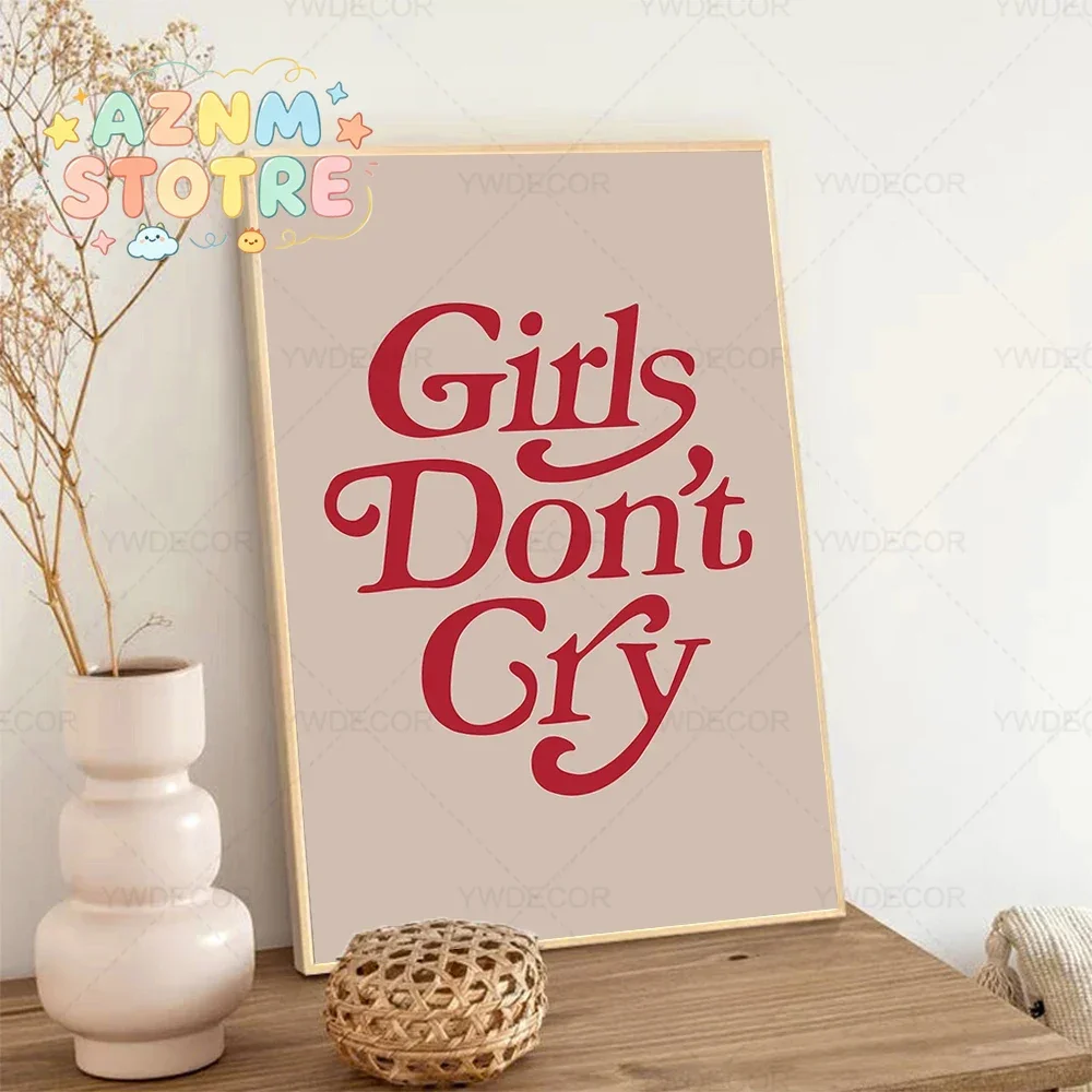 Inspirational Words Poster Girls Don't Cry Canvas Print Painting Wall Art Motivational Modern Pictures for Home Decor