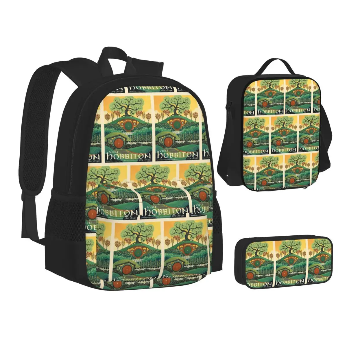 

Visit The Shine Poster-1 Backpacks Students Bookbag School Bags Kids Rucksack Lunch Bag Pen Bag Three-Piece Set