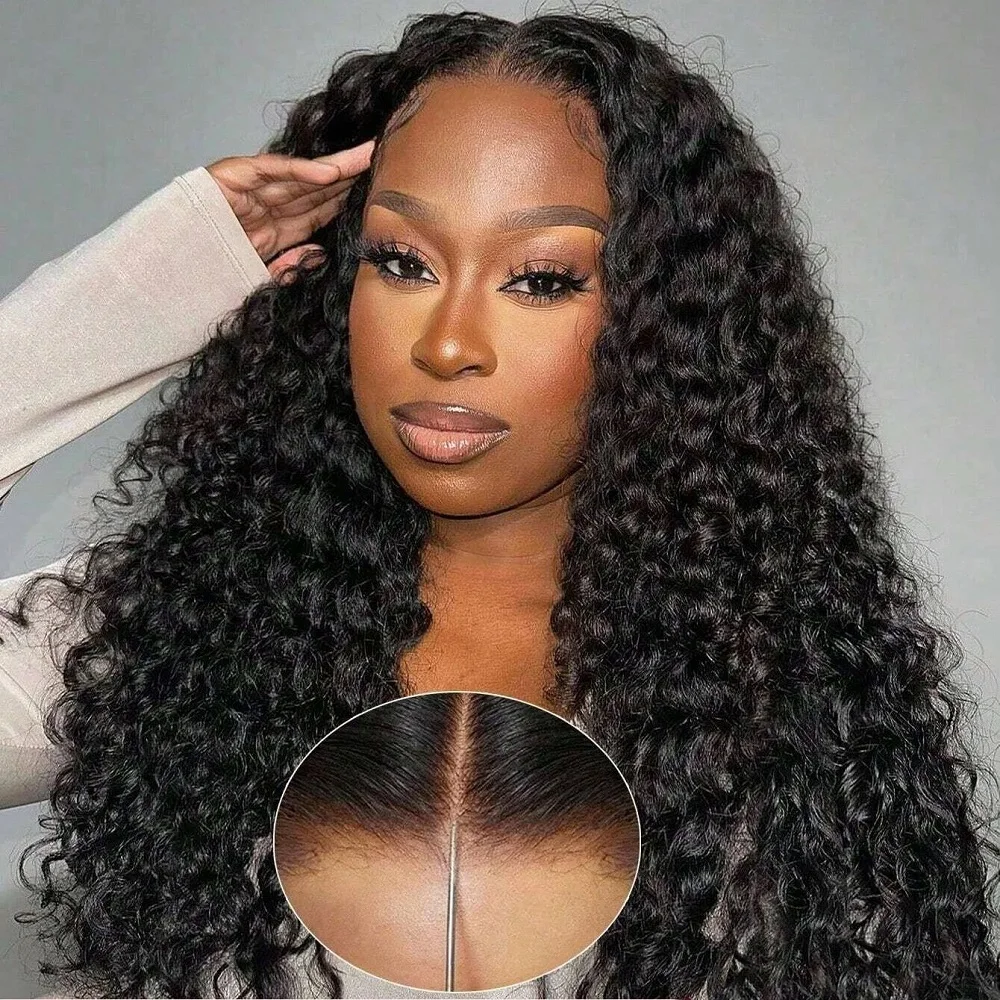 Upgrade 7x6 HD Full Lace Closure Wigs 44 46 Inch Deep Curly Wave Glueless Human Hair Wigs 200 Density Ready To Wear Remy Hair
