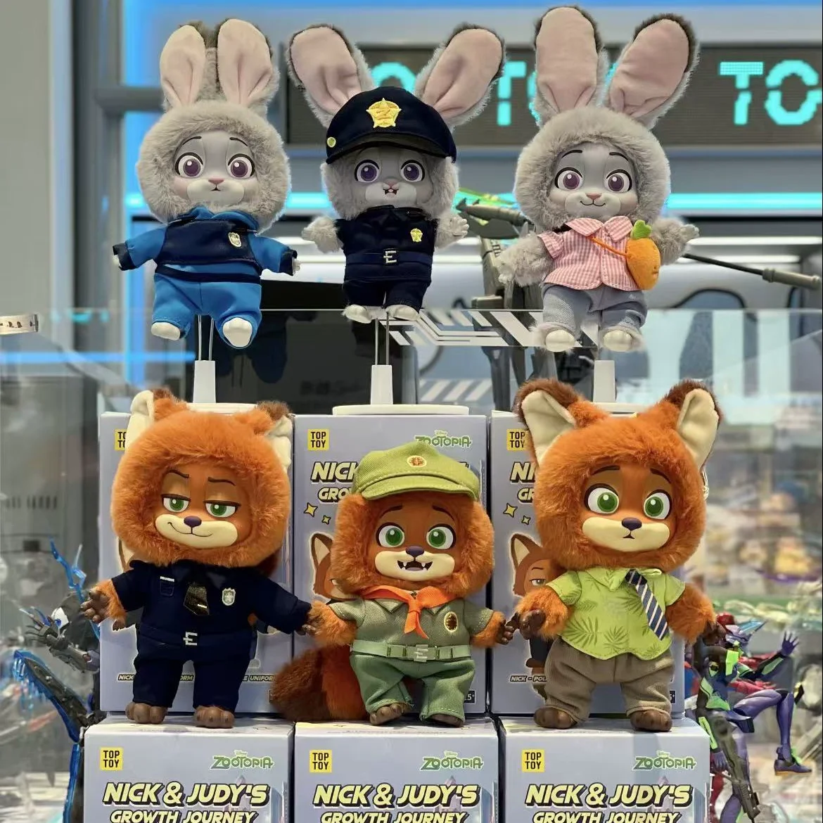 

Плюшевая игрушка-сюрприз Disney Zootopia: Серия «Путь развития Ника и Джуди», милая мультяшная изысканная модель-украшение, подарочная коробка-сюрприз