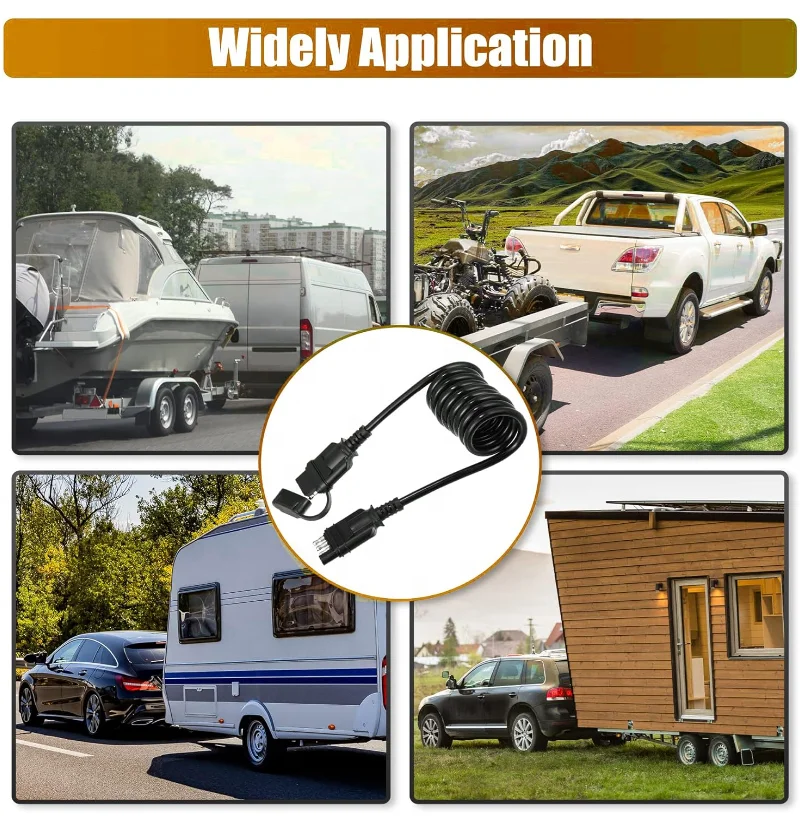 3-5ft 4-Way Flat Coiled Trailer Extension Adapter 4-Pin Wiring Harness - view 3