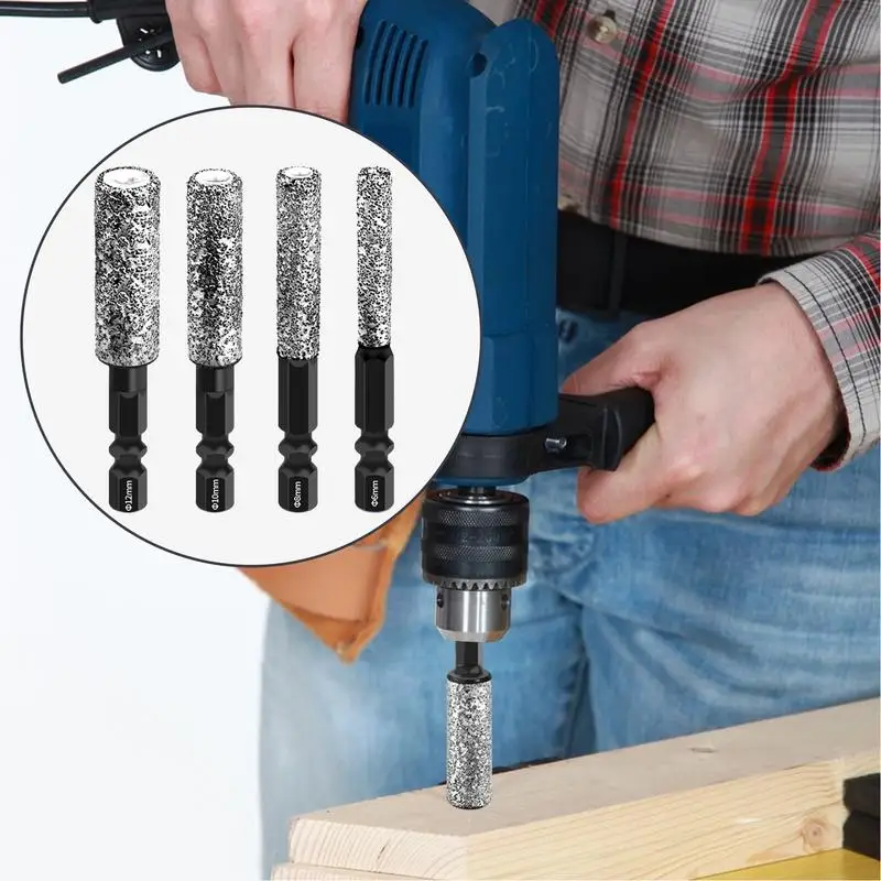

Tile Drill Bits Hexagonal Handle Brazing Hole Saw Kit Drilling Opener For Cabinet Veneers Marble Shower Granite Metal Wood