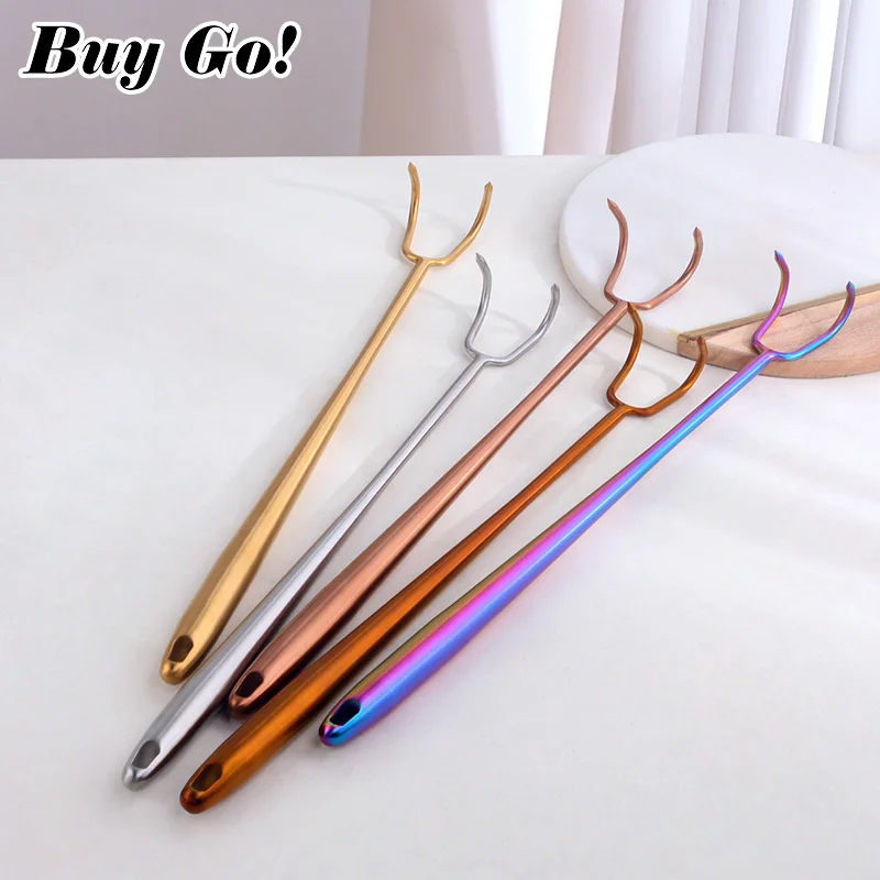 1Pc Stainless Steel Meat Hook Household Tools Long Handle BBQ Food Flipper Hooks Anti-scalding Kitchen Accessories Pork Hook