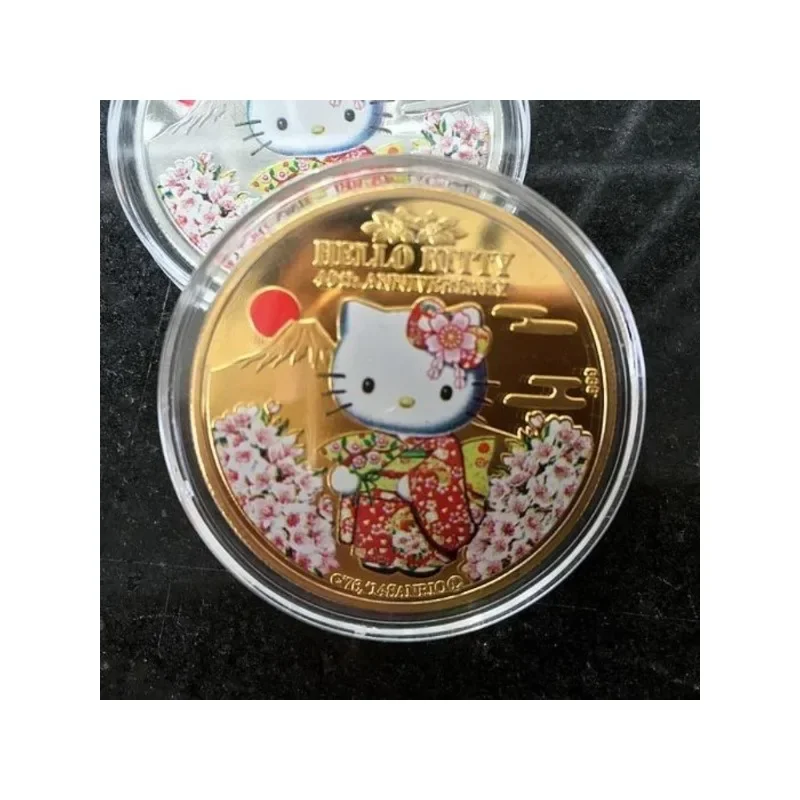 Animation peripheral Hello Kitty commemorative coins commemorative medals painted lucky silver medal collection Tooth Fairy