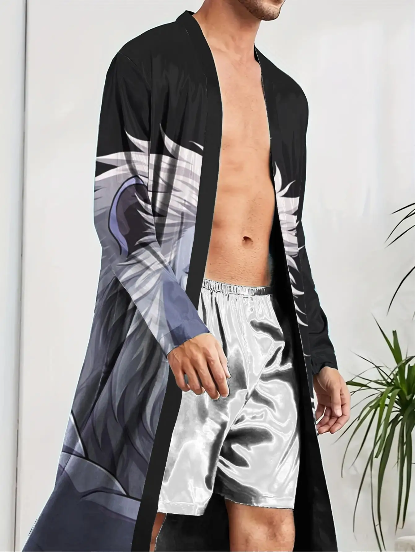 

1pc Men'S Robes 2026 Spring/Summer Robe Man Graphic Men'S Pajamas 3D Printed Shower Robe Polyester Nightie for Men Bathrobe