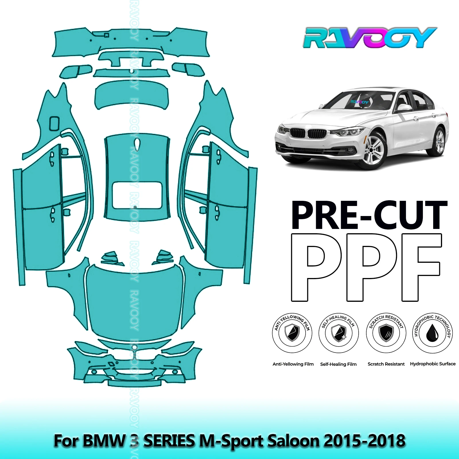 

8.5Mil Precut PPF Kit Full Vehicle For BMW 3 SERIES M-Sport Saloon 2015-2018 Paint Protection Film