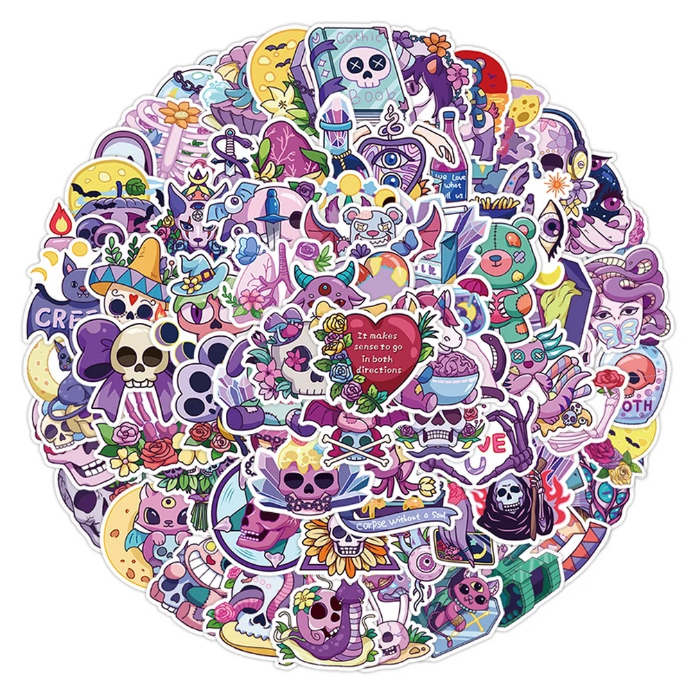 350pcs Cute Gothic Stickers Midnight Goth Skull Skeleton Decal Laptop Phone Scrapbook Notebook Cartoon Sticker for Kids Gift Toy