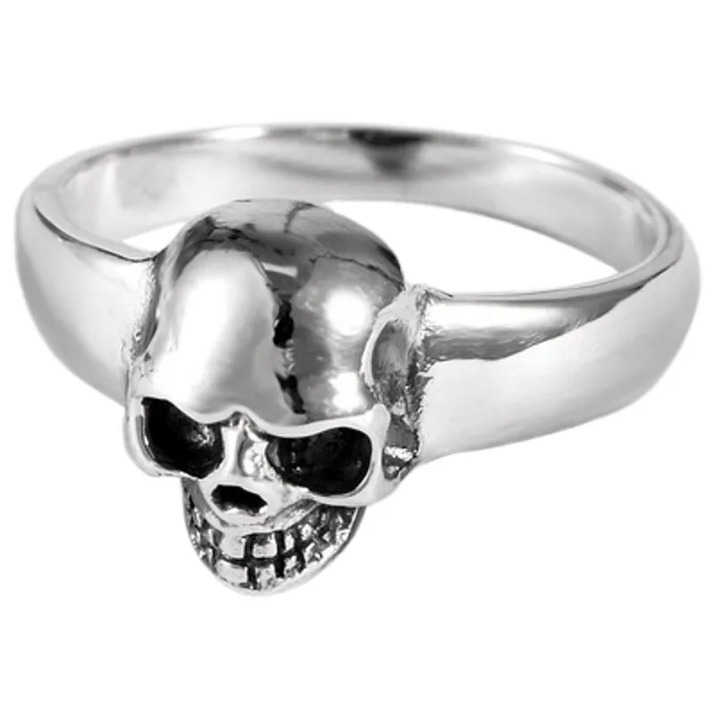 

BOCAI New S925 Silver Punk Personality Retro Skull Ring Trendy Domineering Man Ring