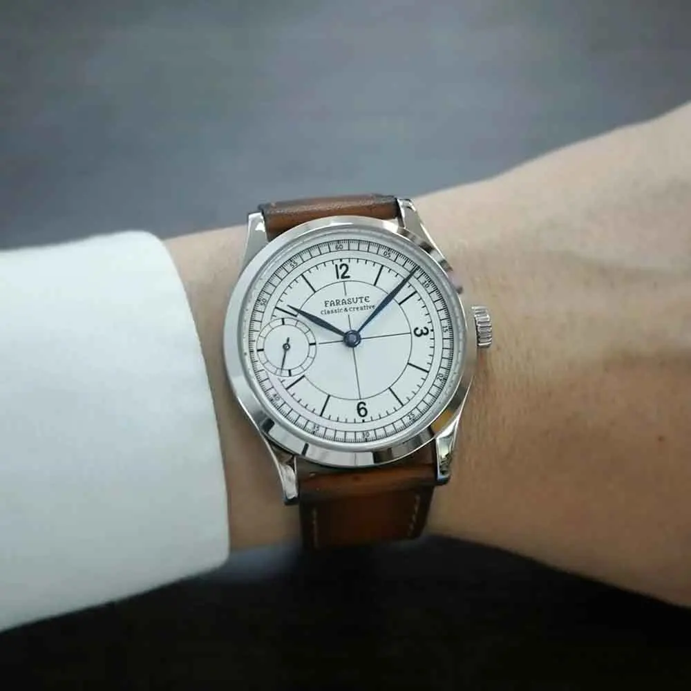 FARASUTE الفاخرة 40 مللي متر دليل ساعات آلية الرجال السويسرية ETA6497 حركة الأعمال 3Bar مقاوم للماء الياقوت ساعة اليد Reloj #5