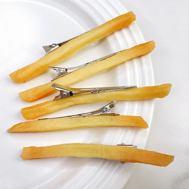 Simulated French Fries Small Hair Clips For Girls Metal Clip Hairpins Barrettes Imitation Food Hair Decor Jewelry For Women Gift