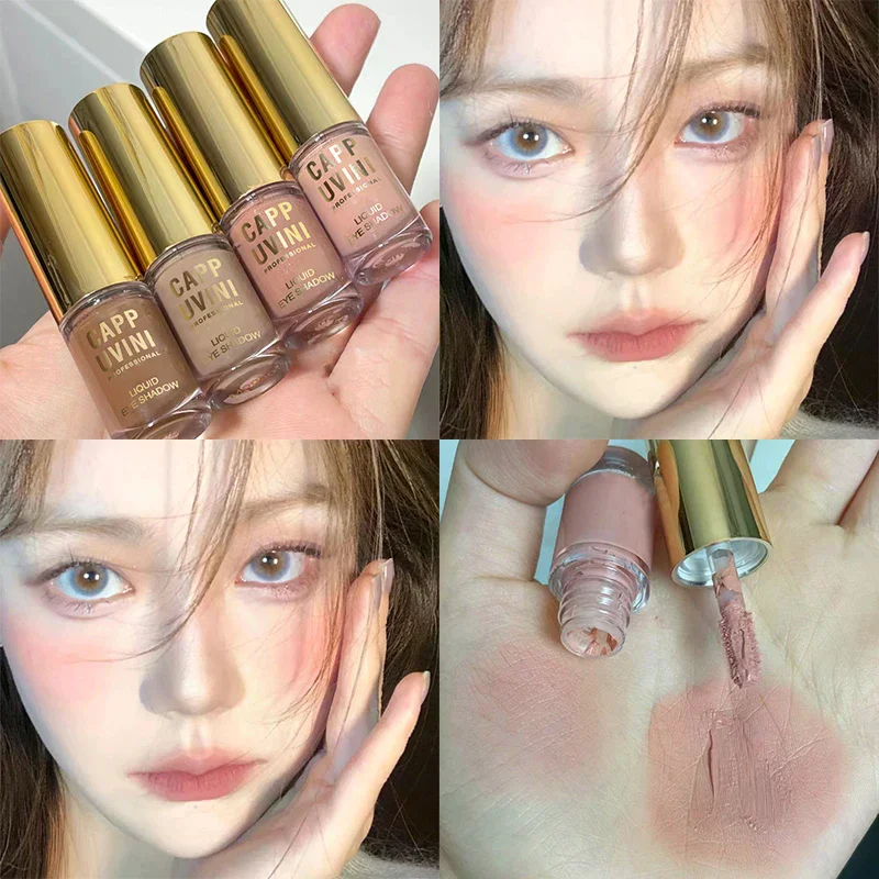 Brauner Glitzer, flüssiger Lidschattenstift, Kontur-Rouge-Pigment, feiner Schimmer, matt, natürlich, Wangenmilch, Kaffee, Schattencreme, Augen-Make-up