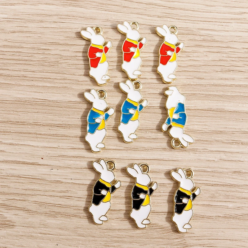 10 Stück Cartoon-Tier-Anhänger, Emaille-Kaninchen-Anhänger, zum Basteln von Halsketten, Ohrringen, für DIY-Handarbeiten, Schmuckzubehör. – Detail 14