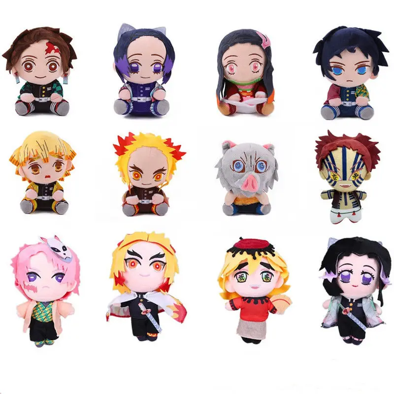 Cartoon Anime Peripheral Demon Slayer Plush Toy Cute Tanjirou Nezuko Kokushibo Doll Model Figure Boy and Girl Birthday Gifts