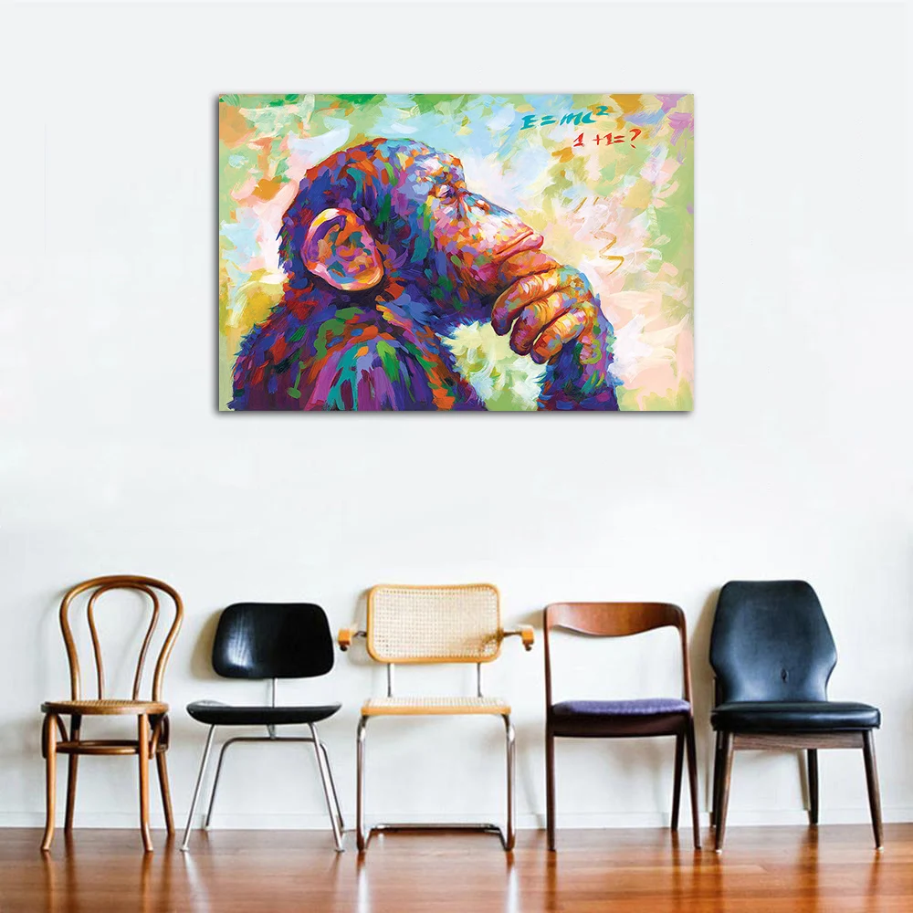 The Thinker Monkey Canvas Art Painting Animal Wall Art Poster Printed Pictures Home Decor Items