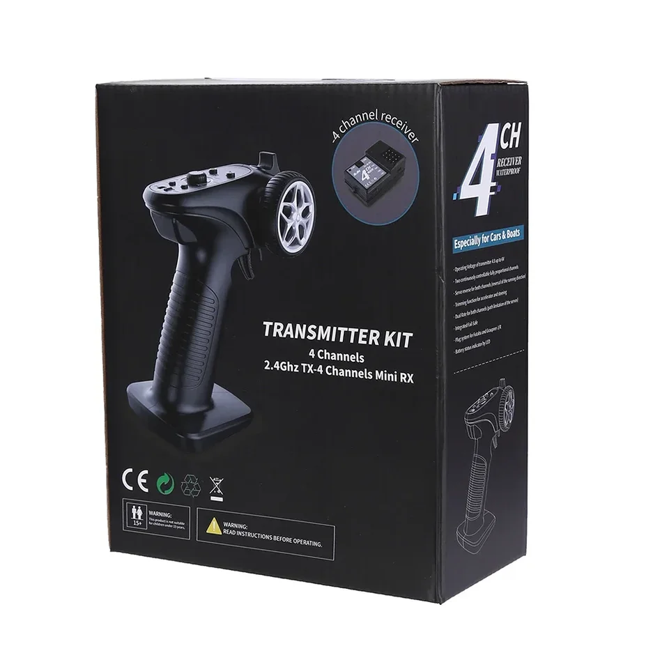 Émetteur Radio GA-4H-TX 4CH 2,4 GHz – Radiocommande Pour RC Crawler, Tank, Bateau (1/8 à 1/32)