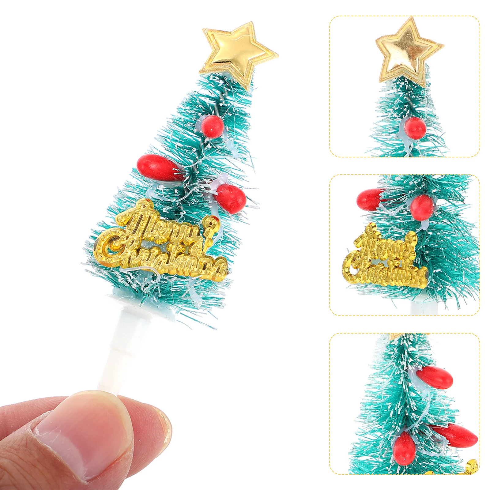 

30 Pcs Christmas Decor Cake Insert Picks Cupcake Ornament Tree Toppers Polymer Clay Decoration
