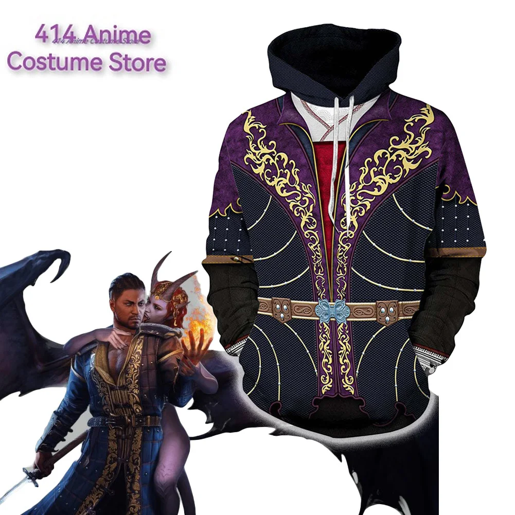 Limited Astarion Cosplay Costume Baldur's Gate 3 Hoodie 3D Pinted Sweater Sweatshirt for Men and Women Halloween Fancy Coat