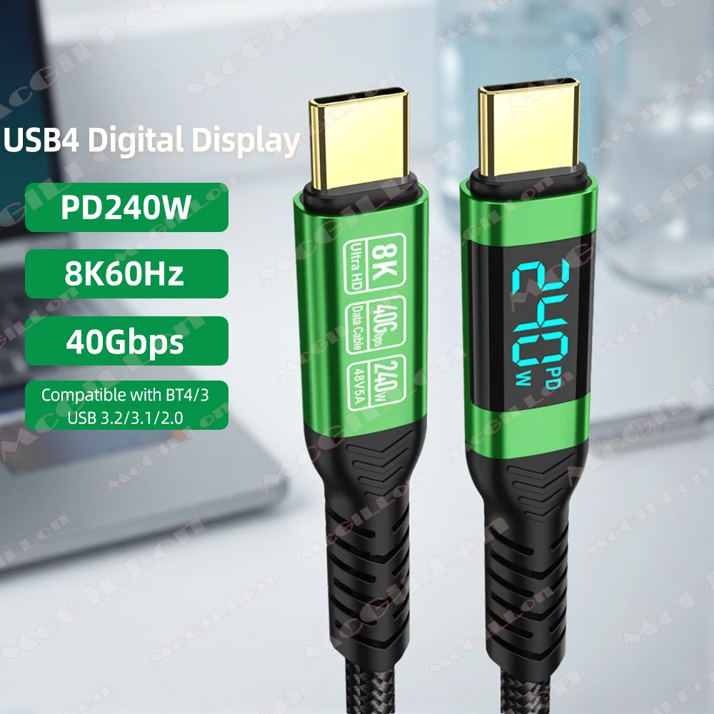 240W USB Type C To Type-C Cable 8K 60Hz 40Gbps PD3.1 Fast Charging Charger Wire For Macbook Pro Xiaomi Samsung Laptop USB C Cord