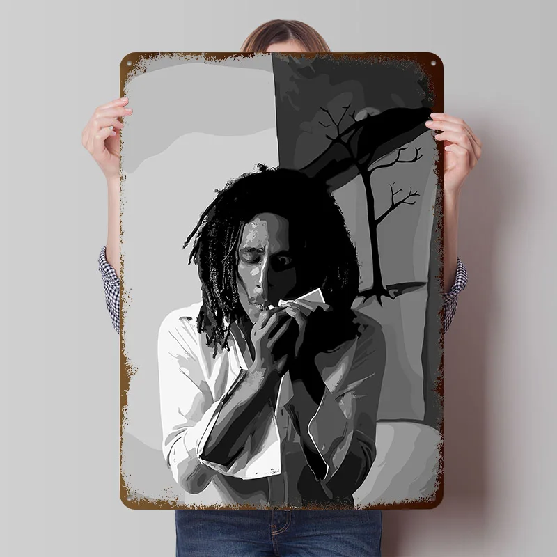 Bob Marley Metal Poster Customized Wall Art Retro Vintage Metal Signs for Man Cave Bedroom Decoration Garage Accessories House