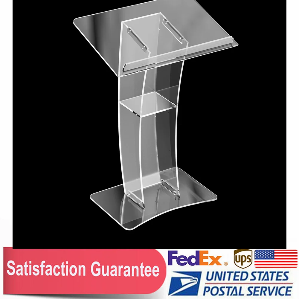 

Mobile Detachable Acrylic Transparent Curved Podium for Speeches Opening Ceremonies and Other Occasions Easy Assembly Required