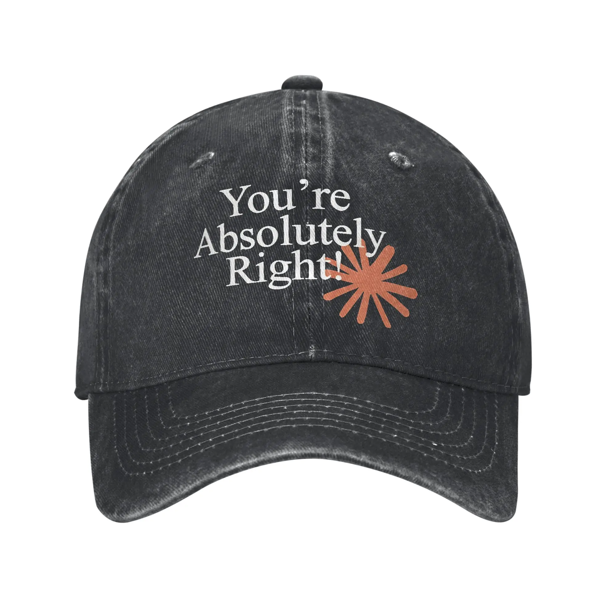 Men Women Claude Code You're Absolutely Right  Print Hat Vintage Distressed Washed  Baseball Cap Adjustable