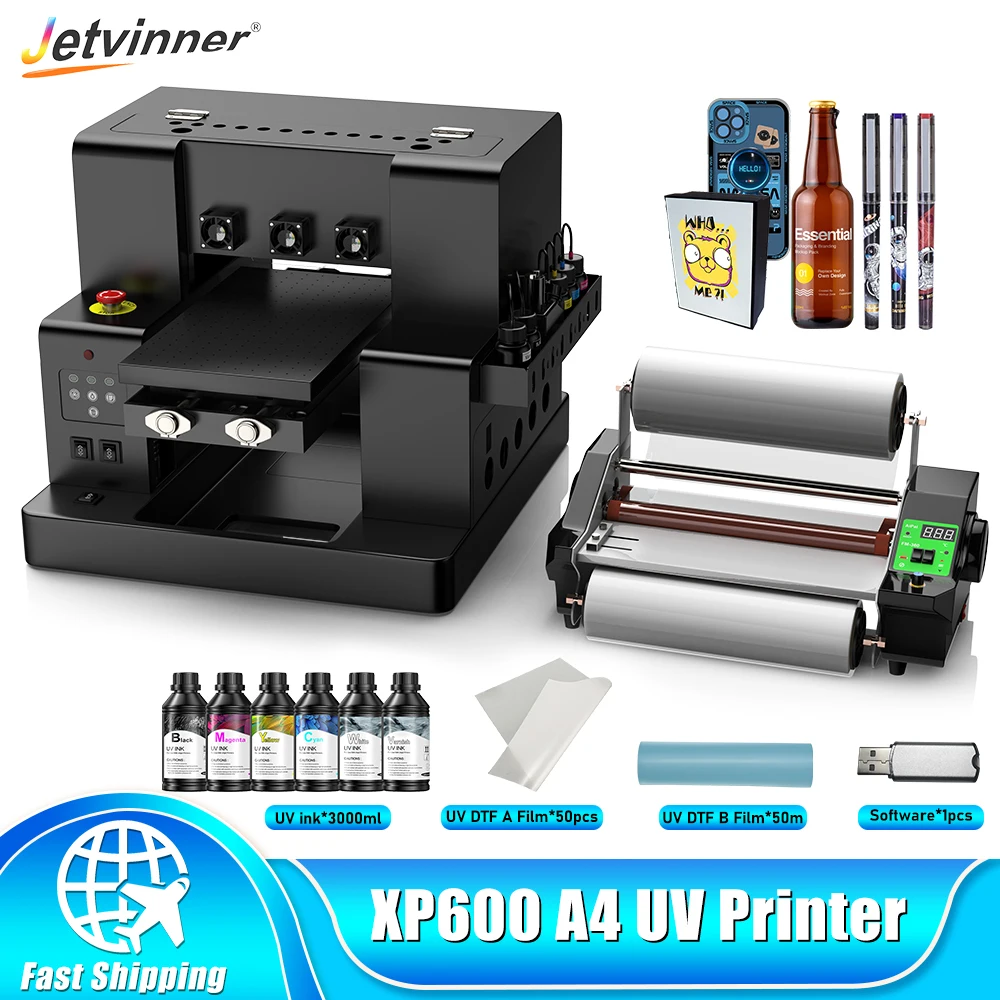 A4 UV Printer For Epson XP600 L805 UV DTF Flatbed Printer UV Printing Machine For Acrylic Metal Wood A4 UV Print Sticker Printer