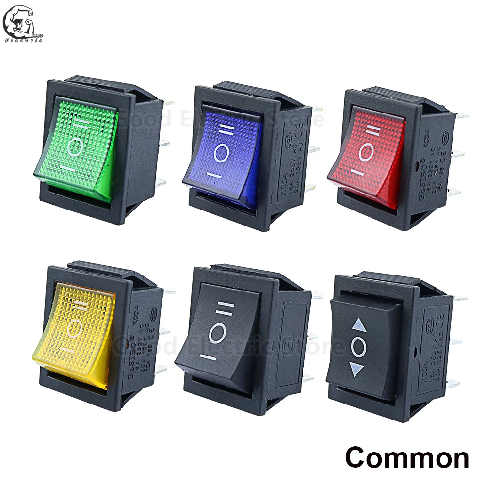 1pcs KCD4 Latching/Momentary Rocker Switch Power Switch I/O l/O/ll 4 Pins/6 Pins With Light 16A 250VAC/25A 250V 20A 125VAC