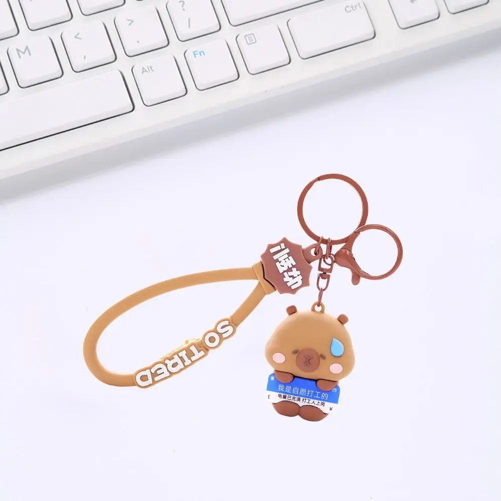 Kawaii PVC Capybara Key Chain Bag Charm Jewelry Cartoon Panda Keychain Cartoon Trinket Capybara Cute Pendant Couple