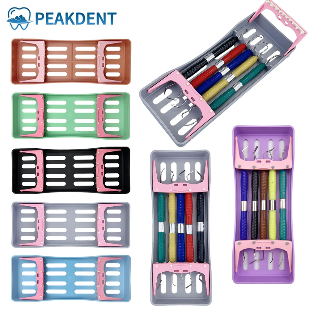 

5-слотовая кассетная стойка для инструментов, пластиковая стойка для хранения стоматологических инструментов, 135 ℃ Автоклавируемый лоток для дезинфекции, хранилище инструментов