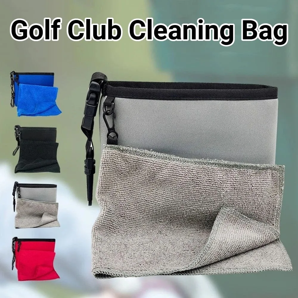 Portable Golf Club Cleaning Bag Washable with Fabric Golf Cleaning Bag Durable Water Resistant Golf Ball Wash Bag