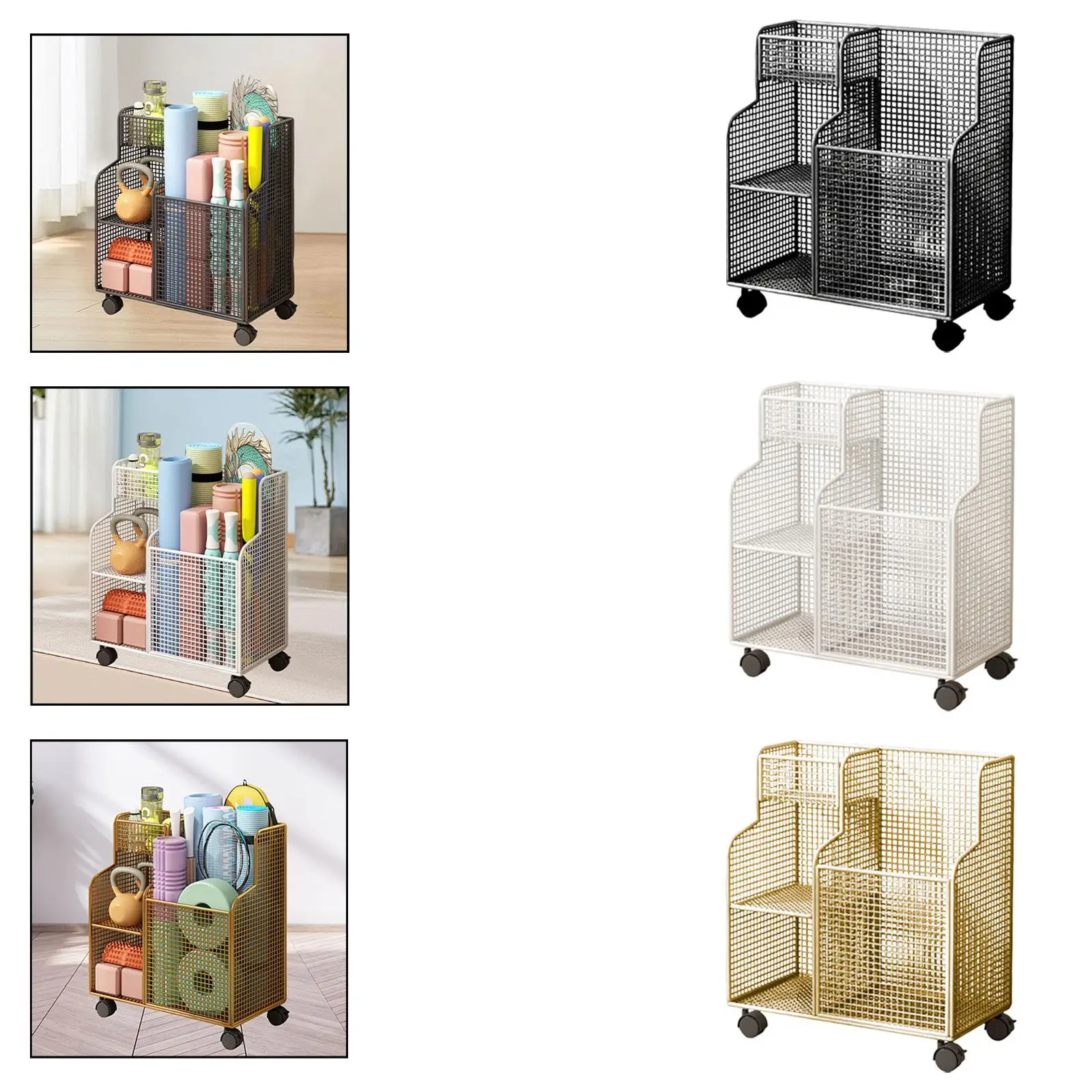 Matten-Aufbewahrungsregal, Halter für Fitnessgeräte mit Rädern, Workout-Organizer, Aufbewahrungswagen für Hanteln, Schaumstoffrolle