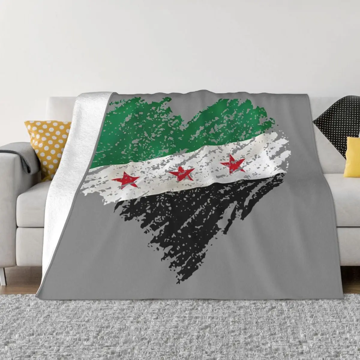 I Love Syria Flag Blankets Fleece All Season Syrian Arab Republic Ultra-Soft Throw Blanket for Bed Couch Plush Thin Quilt