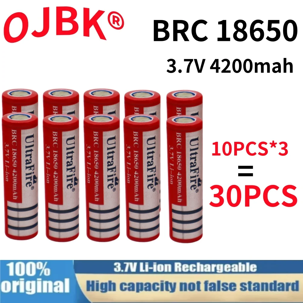 2024NEW Bestselling 18650Battery BRC18650 3.7V 4200MAH Li Ion Rechargeable Battery Suitable for Toy Models, Shavers Screwdriver