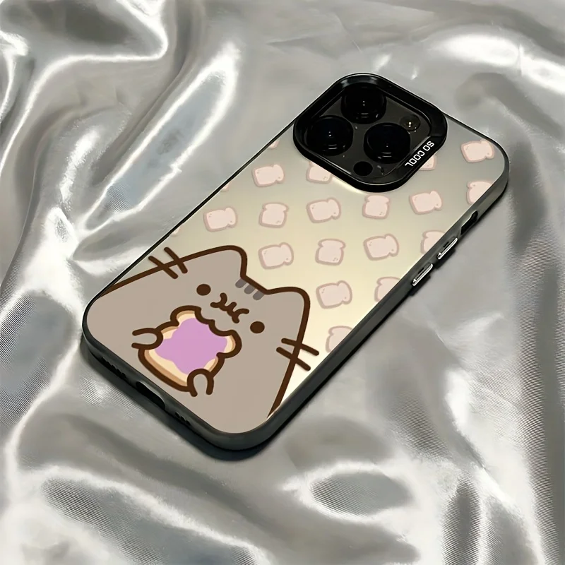 

Cartoon Grey Cat phone case for iPhone 16 15 14 13 12 11 Pro/ Max/Plus shock-proof rear cover anti-fingerprint