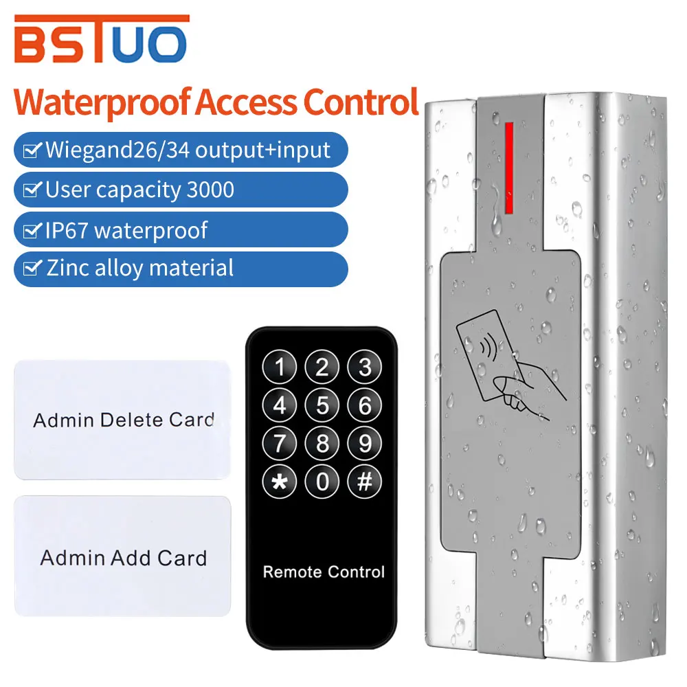 Access Control System+Master Card Programer Waterproof Metal Access Controller Zinc Alloy Keypad 3000User Rfid Card Reader Door